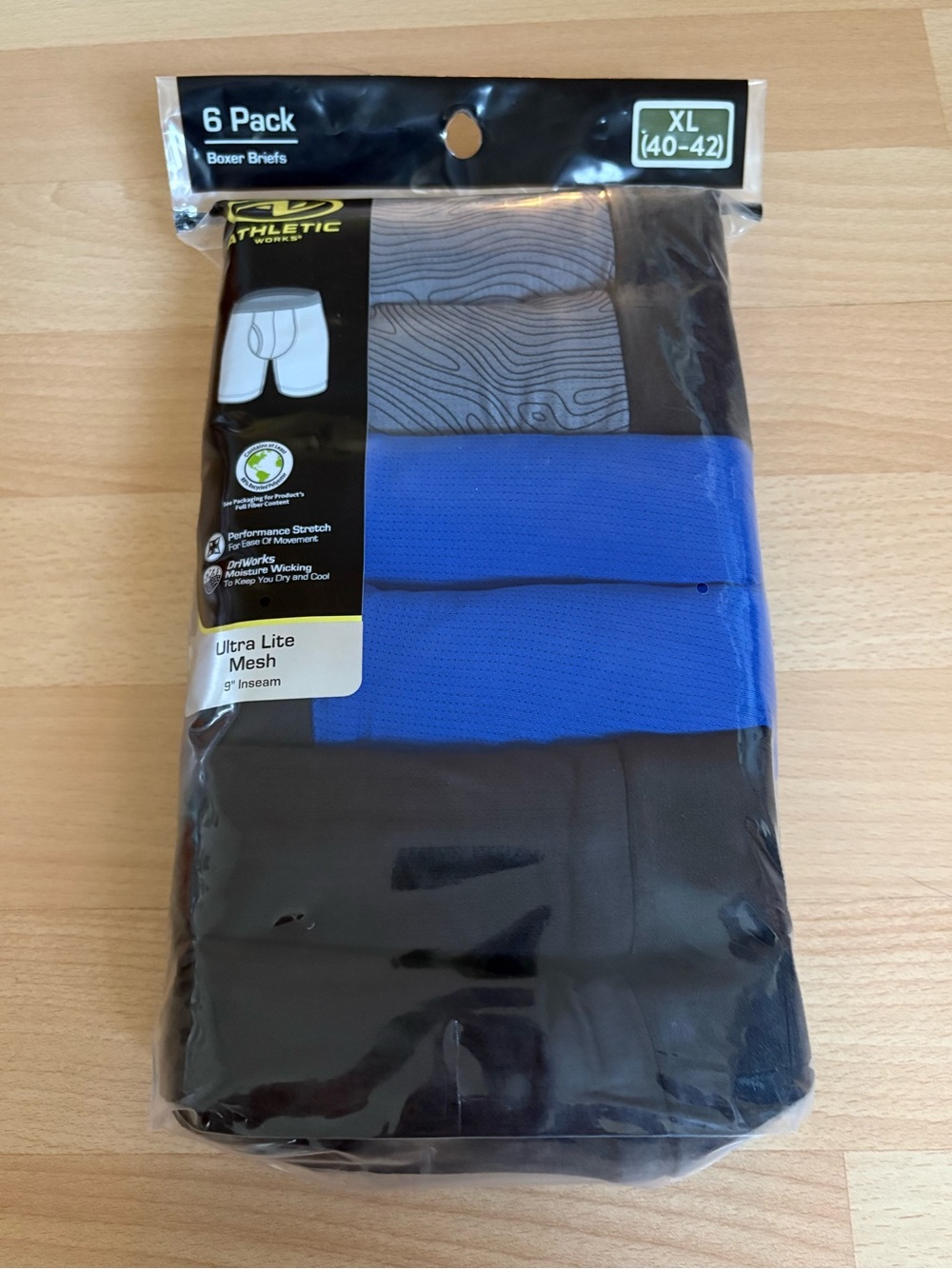 Athletic Works Men's Ultra Lite Mesh Long Leg Boxer Brief 6-Pack Size XL